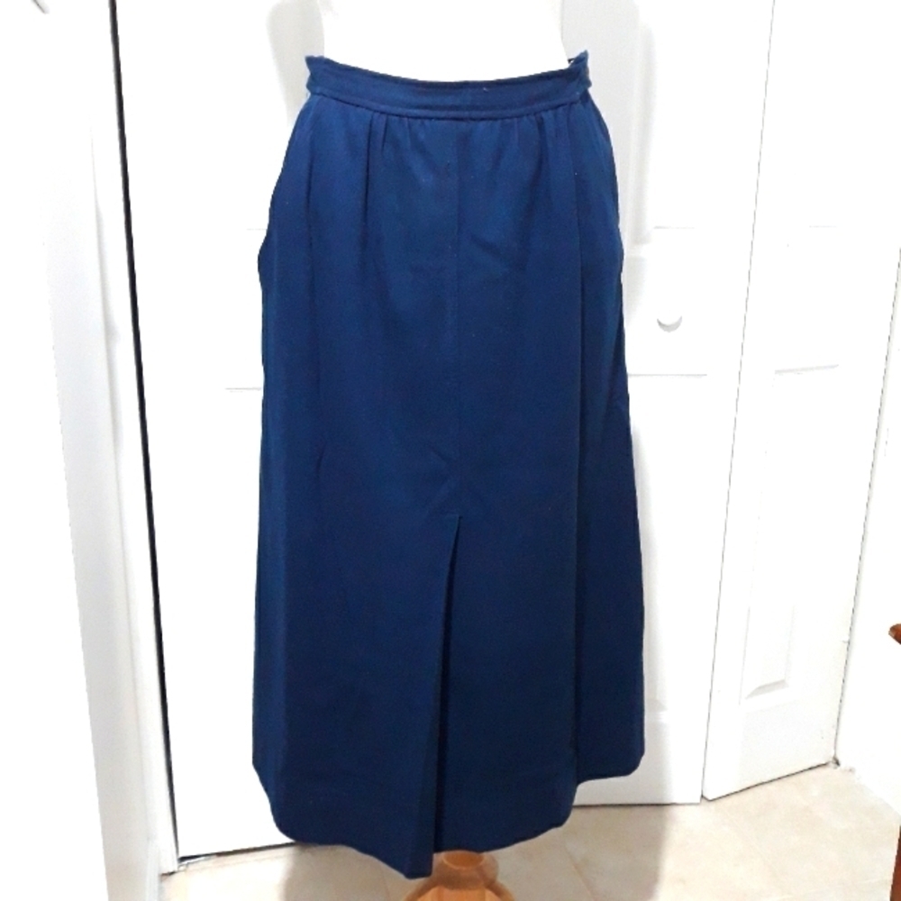 Vintage The Villager women's wool blue lined pockets skirt size 14